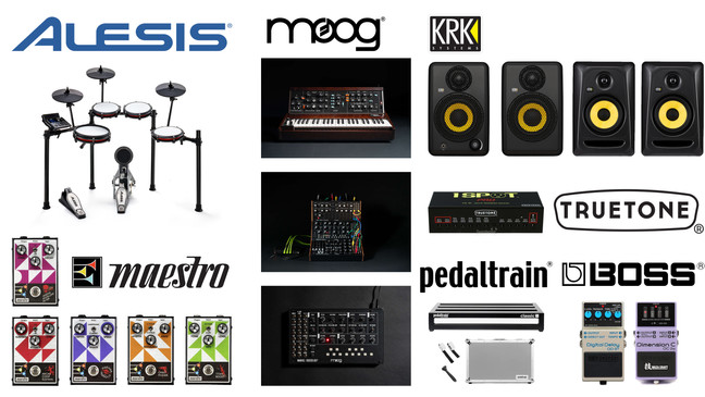 New Year's resolution: Getting the band back together (Photo: Alesis, Moog, KRK System, Truetone, Maestro, Pedaltrain, Boss)