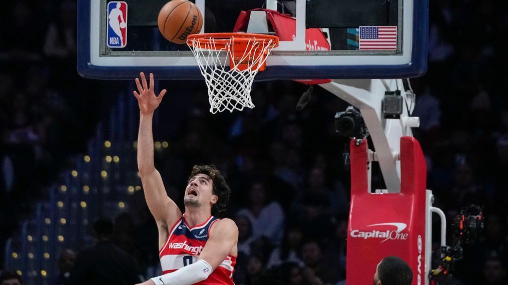 Washington Wizards forward Deni Avdija shoots during the first half of the team's NBA basketball game against the Brooklyn Nets, Friday, Dec. 29, 2023, in Washington. (AP Photo/Alex Brandon)