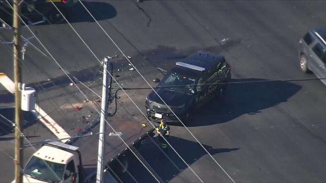 Maryland State Police are investigating a crash involving a Park Police officer in the Upper Marlboro / Largo area on Jan. 5, 2024. (SkyTrak7)